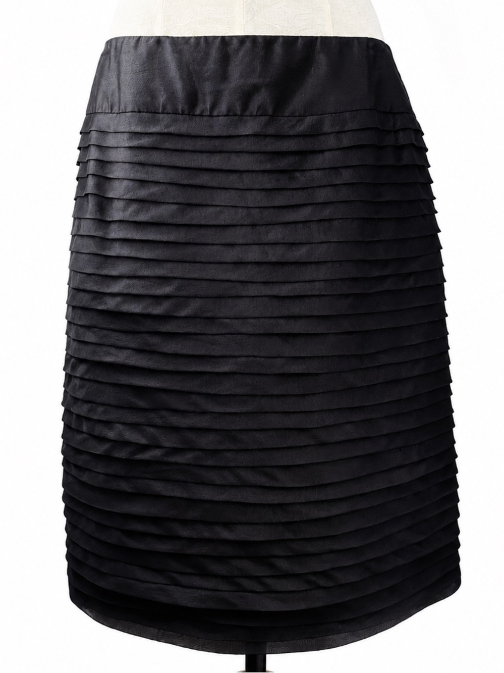 Teri Jon Rickie Freeman Black 100% Silk Pintuck Cocktail Skirt Size 12